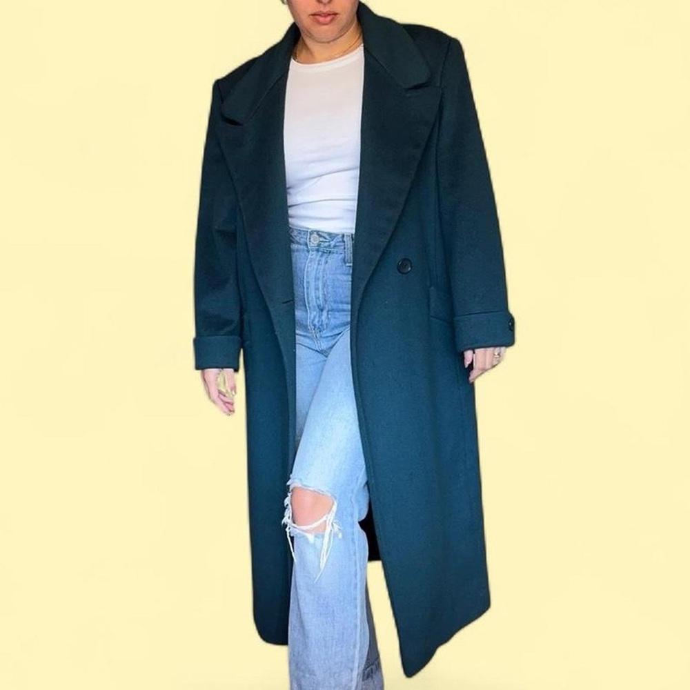 Vintage Dark Green Wool Peacoat – 100% Wool #Peacoat